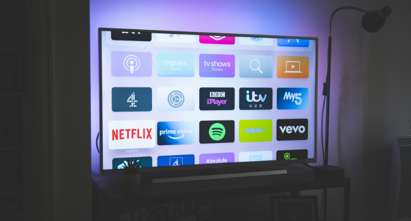 Subscription cycling streaming services on a smart tv screen