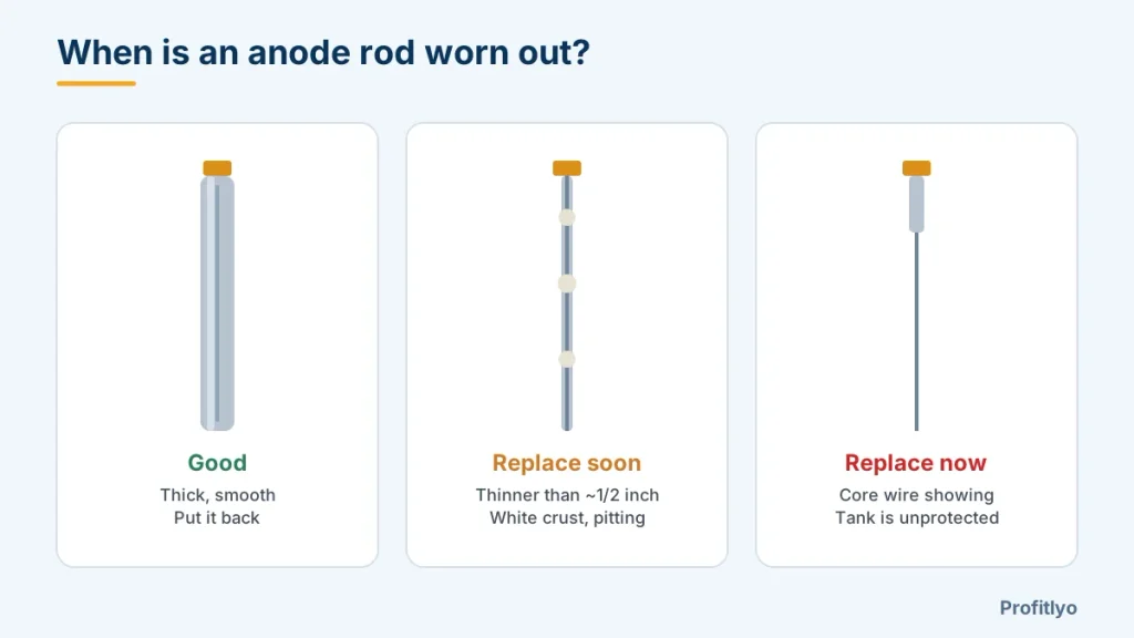 Water heater anode rod condition guide: good, replace soon and replace now